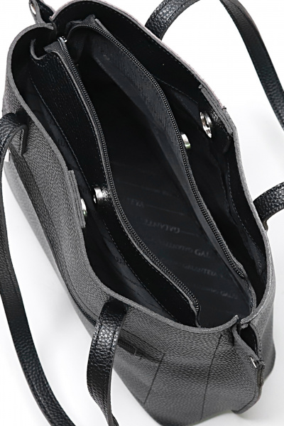 Бежевая и черная сумка из экокожи на три отделения Galanteya 42023.23с1397к45 черный/платин - фото 5