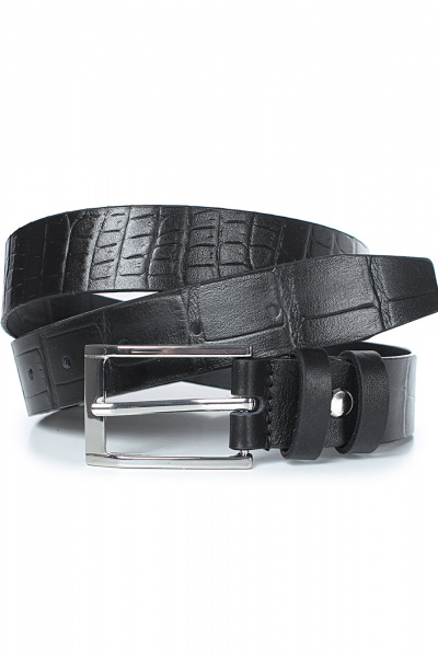 Ремень из натуральной кожи в обрезку с тиснением, черный Galanteya 43622.23с152к45 1р черный - фото 1