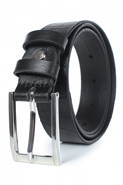 Ремень из натуральной кожи в обрезку с тиснением, черный Galanteya 43622.23с152к45 1р черный - фото 2