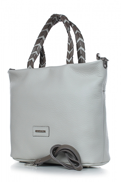 Серая сумка из натуральной кожи с двумя ручками и карманом Galanteya 44823.24с497к45 сербеж/серкор - фото 1