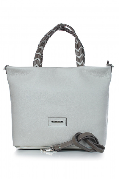 Серая сумка из натуральной кожи с двумя ручками и карманом Galanteya 44823.24с497к45 сербеж/серкор - фото 2