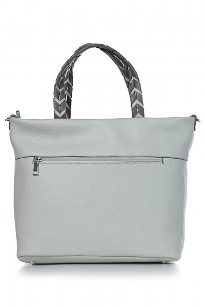 Серая сумка из натуральной кожи с двумя ручками и карманом Galanteya 44823.24с497к45 сербеж/серкор - фото 3