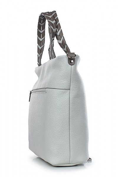 Серая сумка из натуральной кожи с двумя ручками и карманом Galanteya 44823.24с497к45 сербеж/серкор - фото 4