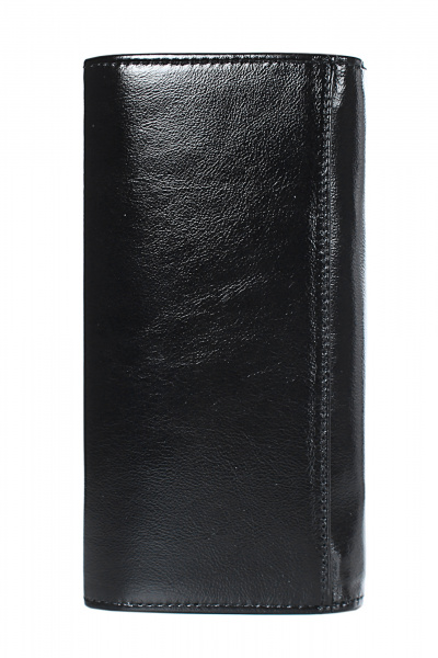 Кожаное портмоне с клапаном на магните и краями в загибку Galanteya 45217.24с358к45 черный - фото 2