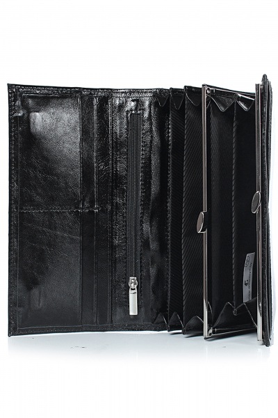 Кожаное портмоне с клапаном на магните и краями в загибку Galanteya 45217.24с358к45 черный - фото 3