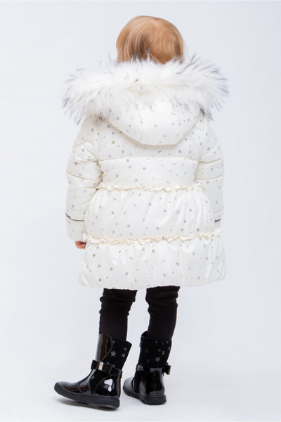 Стеганое укороченное зимнее пальто на молнии для девочки Франтишка З-3108 я-21с-122-с78 молочный - фото 6