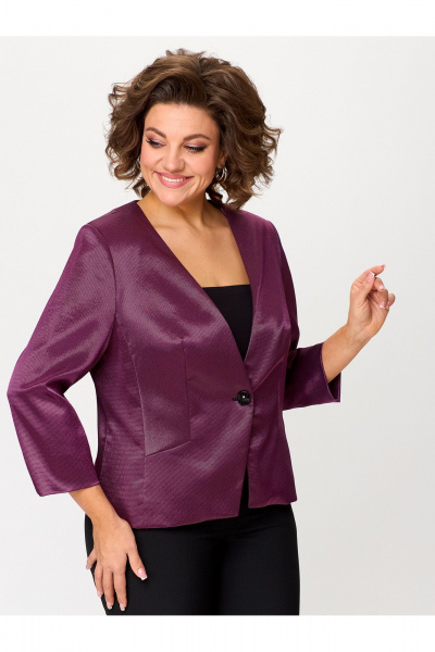 Фиолетовый жакет из текстиля с застежкой на пуговицу Zlata 4425 гранатовый - фото 6