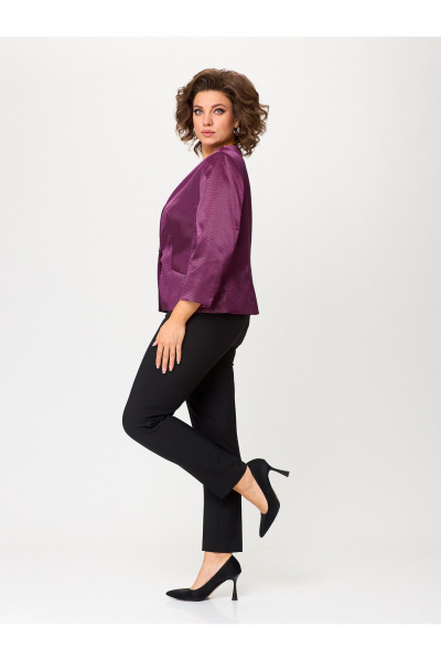 Фиолетовый жакет из текстиля с застежкой на пуговицу Zlata 4425 гранатовый - фото 3