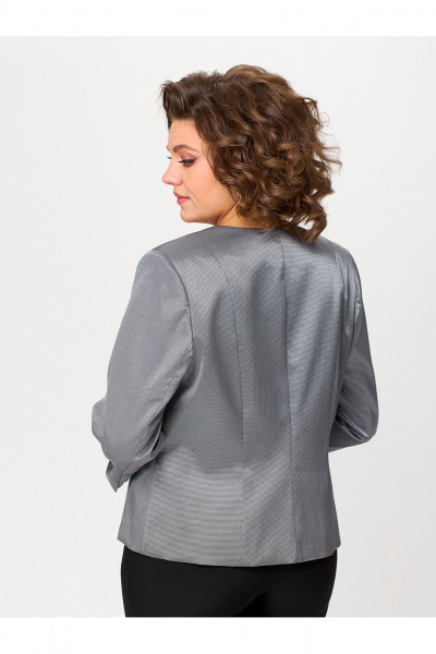 Серый текстильный жакет с рельефами и без воротника Zlata 4425 серый - фото 6