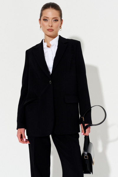Жакет демисезонный прямой из текстиля для делового образа Ketty K-19730 черный - фото 1