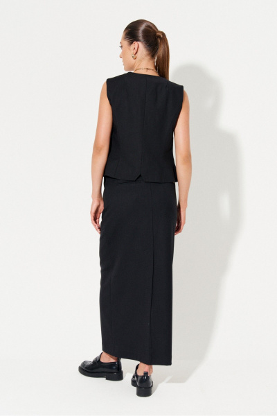 Юбка из полушерстяной ткани с шлицей для повседневной носки Ketty K-20753 черный - фото 4