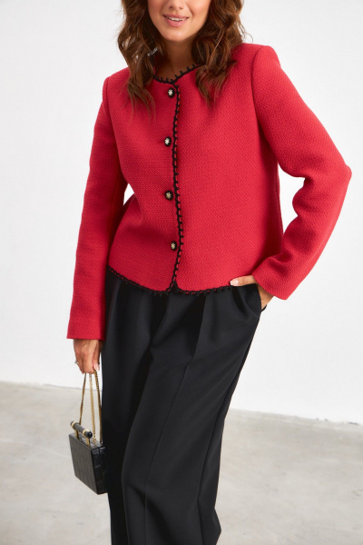 Жакет из текстильной фактурной ткани с кантами Avord V3143 красный - фото 4