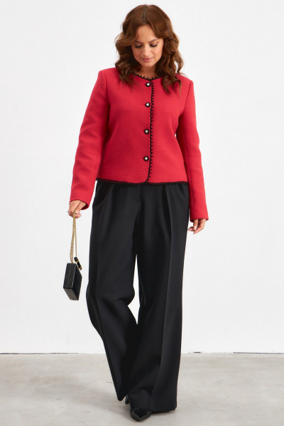 Жакет из текстильной фактурной ткани с кантами Avord V3143 красный - фото 3