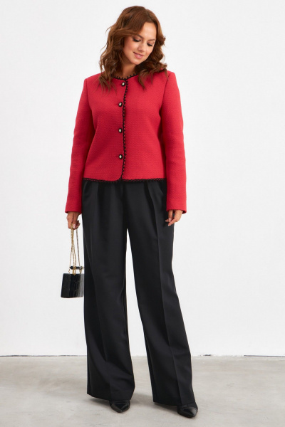 Жакет из текстильной фактурной ткани с кантами Avord V3143 красный - фото 2