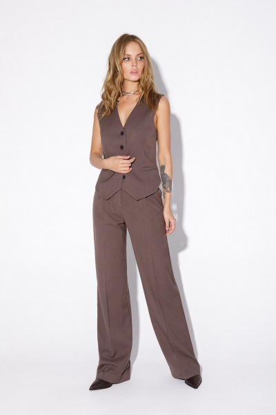 Костюм-тройка из вискозы, бежевый, деловой стиль PiRS 5031 серо-бежевый - фото 5