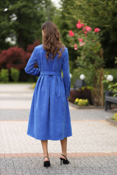Демисезонное на каждый день платье вельвет синий LARICI 1232 - фото 5