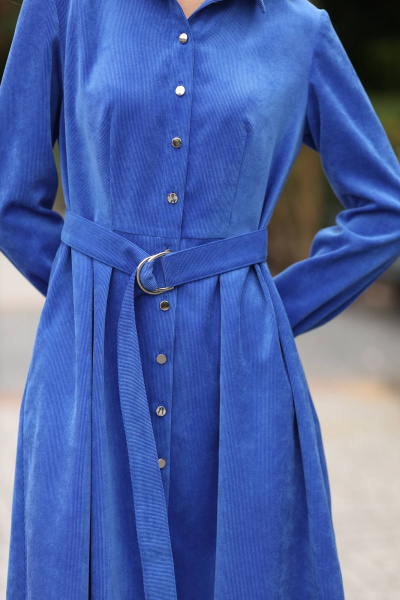 Демисезонное на каждый день платье вельвет синий LARICI 1232 - фото 4