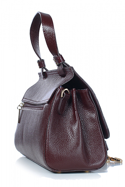 Сумка из натуральной кожи, красная, на плечо, с карманом Galanteya 46823.24с688к45 бордо - фото 5