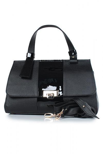 Сумка из натуральной кожи, черная, на плечо, с карманом Galanteya 46823.24с901к45 черный - фото 5