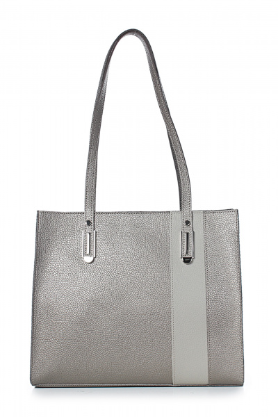 Сумка из экокожи, черная, на плечо, с карманом, застежка-молния Galanteya 46923.24с149к45 платин/бежев - фото 2