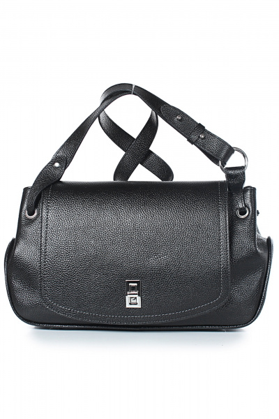 Кожаная сумка на магнитной застежке с декоративной строчкой Galanteya 48623.24с152к45 черный - фото 2