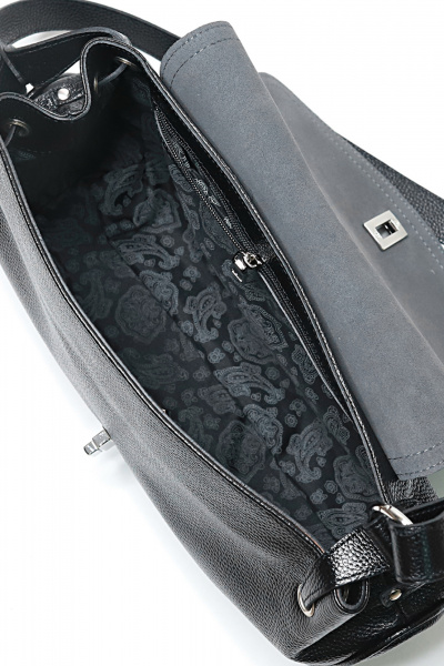 Кожаная сумка на магнитной застежке с декоративной строчкой Galanteya 48623.24с152к45 черный - фото 5