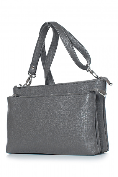 Сумка экокожа на два отделения с карманами Galanteya 51423.24с490к45 серый_т. - фото 1
