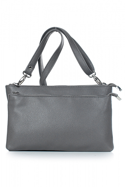 Сумка экокожа на два отделения с карманами Galanteya 51423.24с490к45 серый_т. - фото 2