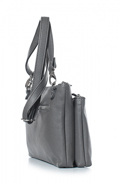 Сумка экокожа на два отделения с карманами Galanteya 51423.24с490к45 серый_т. - фото 4