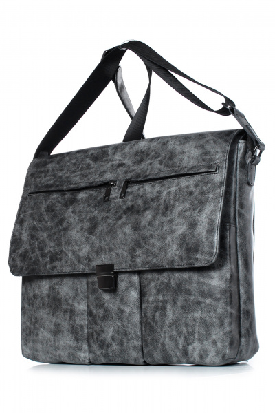 Деловая сумка из натуральной кожи с карманами Galanteya 522.23с446к45 серый/черный - фото 1