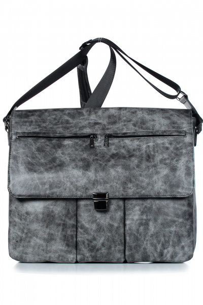 Деловая сумка из натуральной кожи с карманами Galanteya 522.23с446к45 серый/черный - фото 2