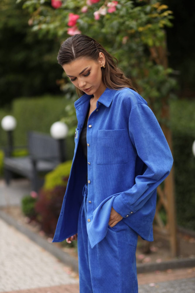 Рубашка вельветовая, синий, демисезонная LARICI 2123 - фото 4