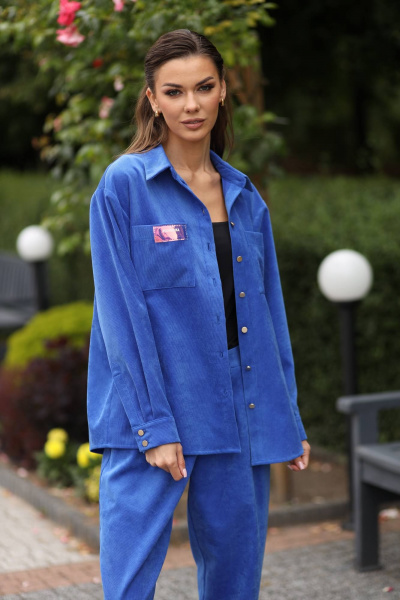 Рубашка вельветовая, синий, демисезонная LARICI 2123 - фото 3