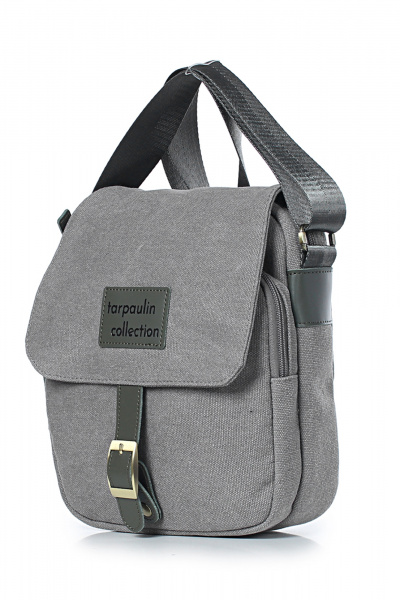 Серая текстильная сумка с клапанами и карманами Galanteya 52323.24с494к45 серый/оливк - фото 1