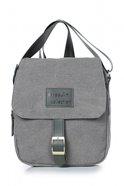 Серая текстильная сумка с клапанами и карманами Galanteya 52323.24с494к45 серый/оливк - фото 2