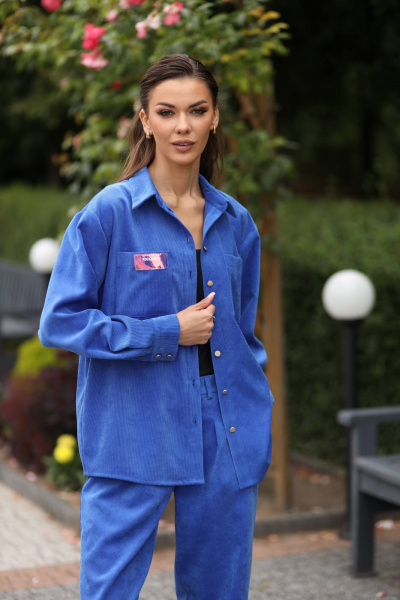 Рубашка вельветовая, синий, демисезонная LARICI 2123 - фото 1