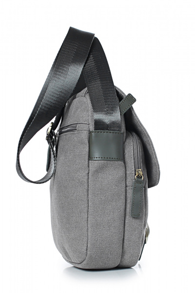 Серая текстильная сумка с клапанами и карманами Galanteya 52323.24с494к45 серый/оливк - фото 4