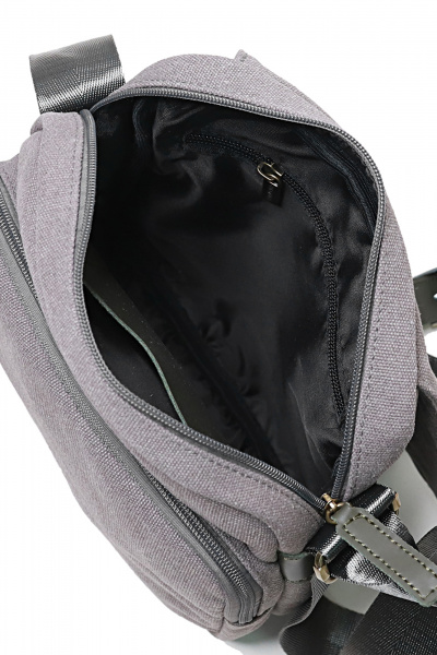 Серая текстильная сумка с клапанами и карманами Galanteya 52323.24с494к45 серый/оливк - фото 5