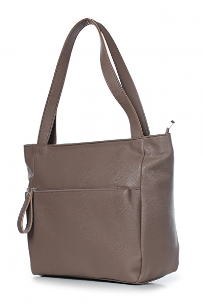 Элегантная сумка из эко-кожи с объемным карманом и украшением Galanteya 7024.24с678к45 бежевый_т. - фото 1