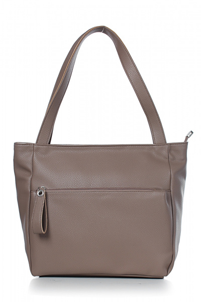 Элегантная сумка из эко-кожи с объемным карманом и украшением Galanteya 7024.24с678к45 бежевый_т. - фото 2