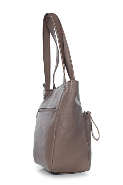 Элегантная сумка из эко-кожи с объемным карманом и украшением Galanteya 7024.24с678к45 бежевый_т. - фото 4