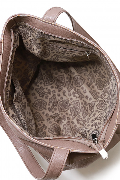 Элегантная сумка из эко-кожи с объемным карманом и украшением Galanteya 7024.24с678к45 бежевый_т. - фото 5