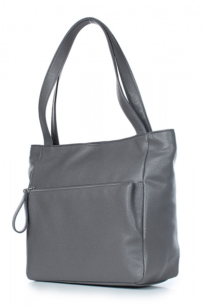 Стильная сумка из эко-кожи с карманами и украшением поводком Galanteya 7024.24с678к45 серый_т. - фото 1