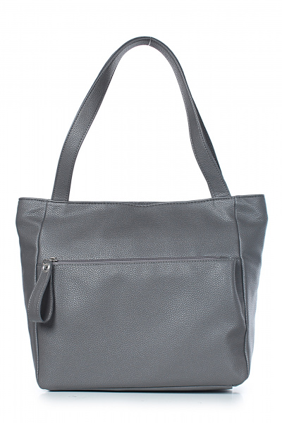 Стильная сумка из эко-кожи с карманами и украшением поводком Galanteya 7024.24с678к45 серый_т. - фото 2