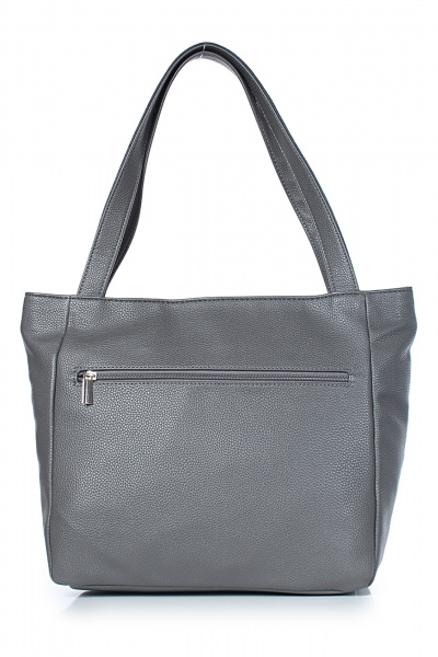 Стильная сумка из эко-кожи с карманами и украшением поводком Galanteya 7024.24с678к45 серый_т. - фото 3