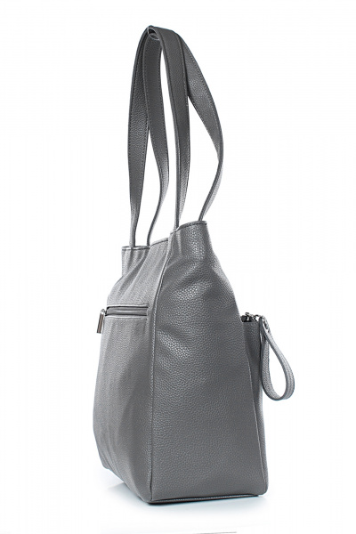 Стильная сумка из эко-кожи с карманами и украшением поводком Galanteya 7024.24с678к45 серый_т. - фото 4
