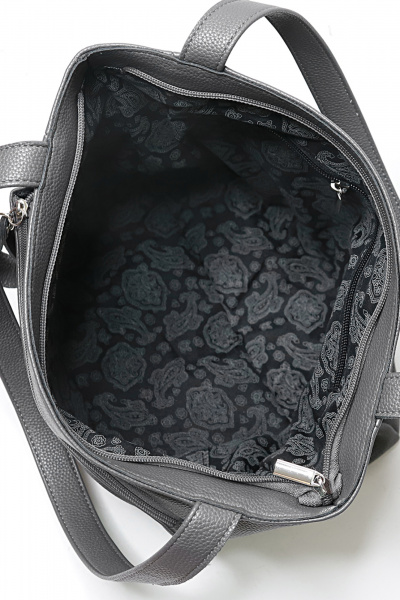 Стильная сумка из эко-кожи с карманами и украшением поводком Galanteya 7024.24с678к45 серый_т. - фото 5