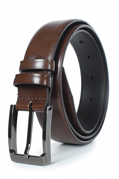 Кожаный ремень в обрезку с пряжкой черный никель Galanteya 9122.22с2525к45 3р коричневый_св. - фото 2