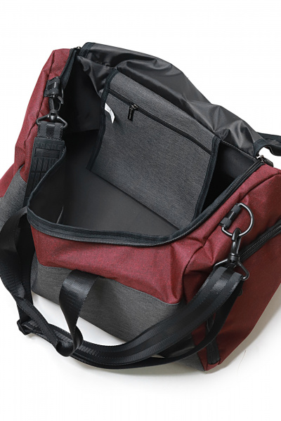 Класическая сумка из текстиля с плечевым ремнем красная Galanteya 9224.24с440к45 бордо/черный - фото 5