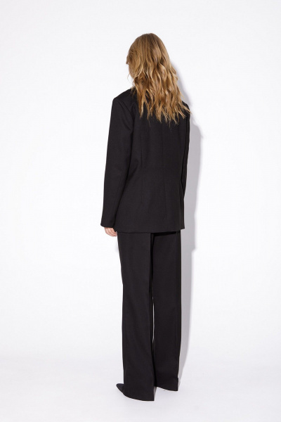 Асимметричный черный жакет с двойным воротником из текстиля PiRS 5483 черный_с_серым - фото 6